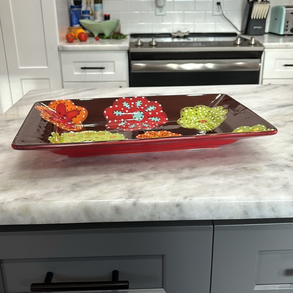 Laurie Gates "Rae" Floral 16" Large Glazed Ceramic Serving Platter - Picture 3 of 6